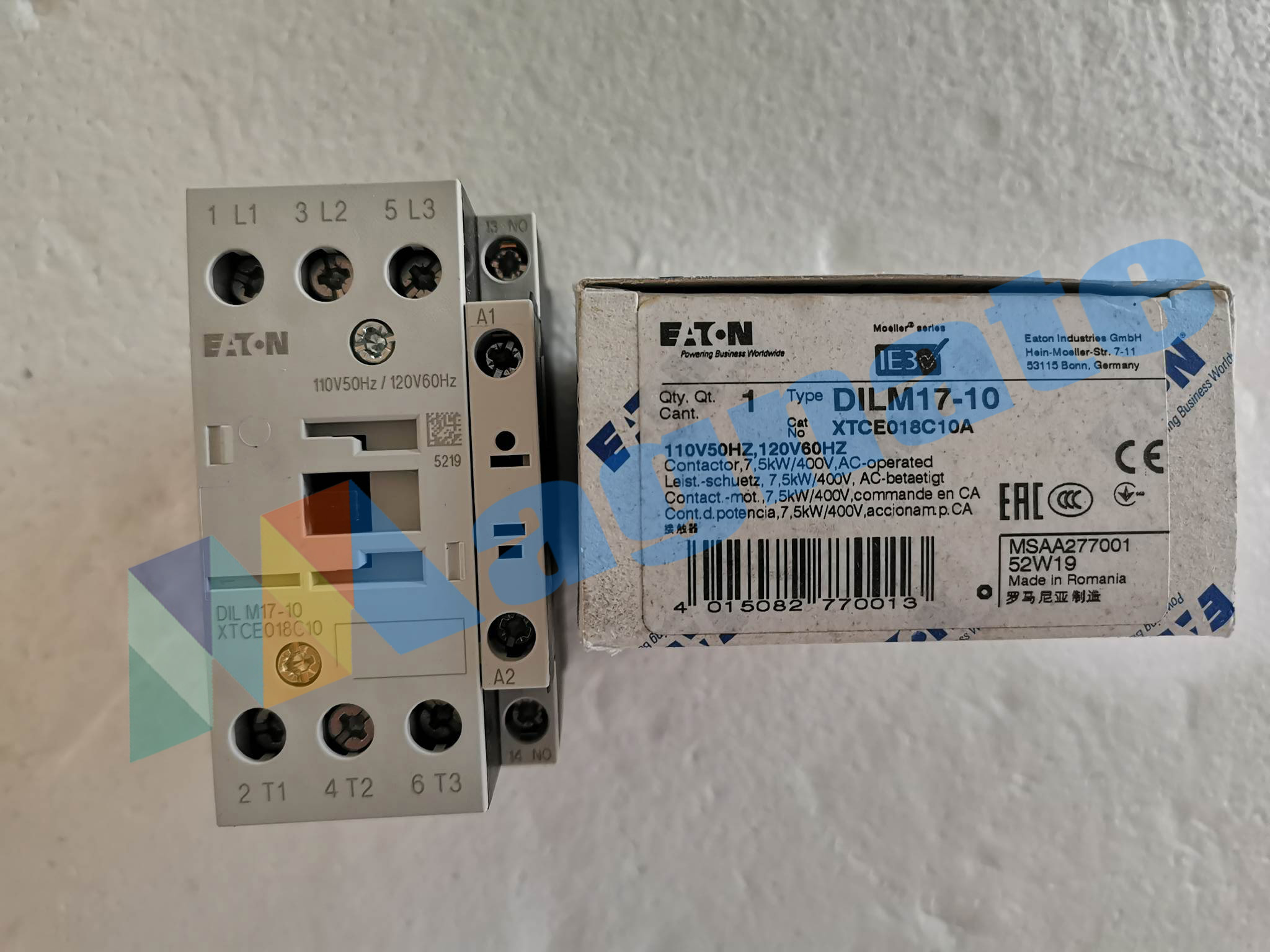 Brand: Klockner Moeller Magnetic Contactor PN: DILM 17-10 110 V